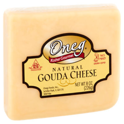 Oneg Kosher Gourmet Natural Gouda Cheese, 8 oz