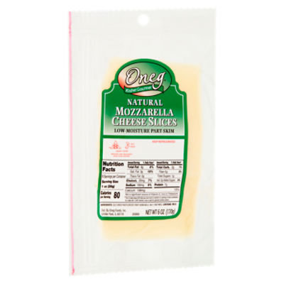 Oneg Low-Moisture Part-Skim Natural Mozzarella Cheese Slices, 6 oz
