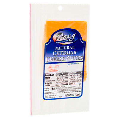 Oneg Natural Cheddar Cheese Slices, 6 oz