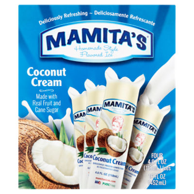 Mamita's Coconut Cream Homemade Style Flavored Ice, 4.0 fl oz, 4 count