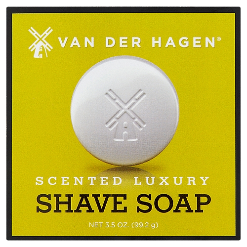 Van Der Hagen Scented Luxury Shave Soap, 3.5 oz
Our hypoallergenic shave soaps are produced one small batch at a time using our unique kettle process. Each shave soap contains over 10% glycerin, as well as emollient shea, mango and cocoa butters, to help soften facial hair and improve razor glide. Enjoy a close, comfortable shave that leaves skin feeling soft and smooth.

Did You Know?
This bar makes an excellent bath soap, so pick up an extra one for the shower!