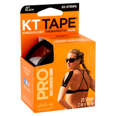KT Tape Pro Jet Black Kinesiology Therapeutic Tape, 20 count
