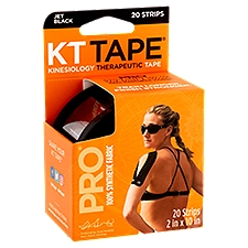 KT Tape Pro Jet Black, Kinesiology Therapeutic Tape, 20 Each