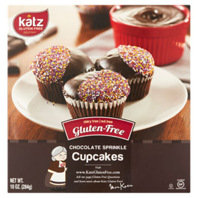 Katz Gluten-Free Chocolate Sprinkle Cupcakes, 4 count, 10 oz