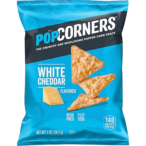 PopCorners The Crunchy And Wholesome Popped-Corn Snack White Cheddar Flavored 1 Oz
PopCorners are the delicious snack that makes it easier than ever to SNACK BETTER! Drizzled in sunflower oil with a pinch of sea salt, our chips are made with non-GMO corn and never fried. No gluten, no nuts. Just simple ingredients for great tasting flavor.