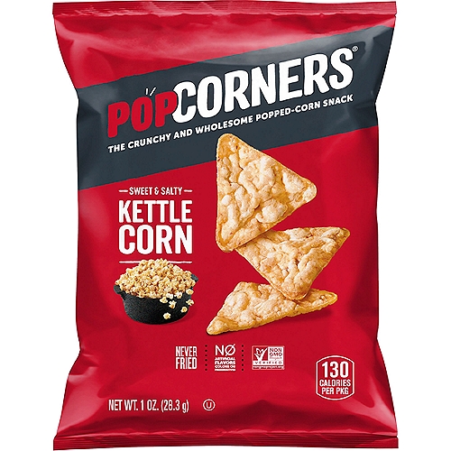 PopCorners The Crunchy And Wholesome Popped-Corn Snack Sweet And Salty Kettle Corn 1 Oz
PopCorners are the delicious snack that makes it easier than ever to SNACK BETTER! Drizzled in sunflower oil with a pinch of sea salt, our chips are made with non-GMO corn and never fried. No gluten, no nuts. Just simple ingredients for great tasting flavor.