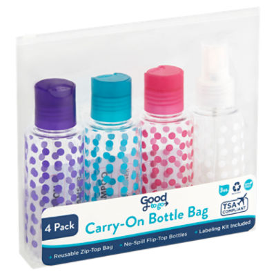 Good to Go 3 oz Carry-On Bottle Bag, 4 count - The Fresh Grocer