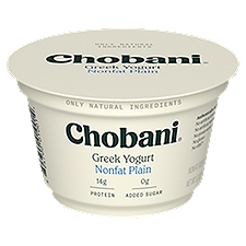 Chobani Non-Fat Plain, Greek Yogurt, 5.3 Ounce
