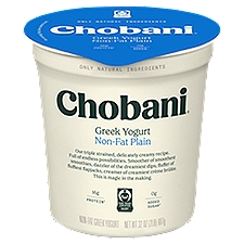 Chobani Non-Fat Plain, Greek Yogurt, 32 Ounce
