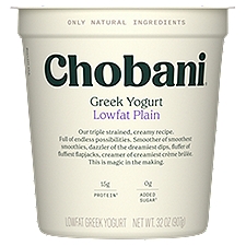 Chobani Low-Fat Plain, Greek Yogurt, 32 Ounce