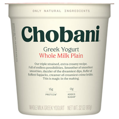 Chobani® Whole Milk Plain Greek Yogurt 32 oz