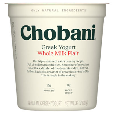 Chobani® Whole Milk Plain Greek Yogurt 32 oz The Fresh Grocer