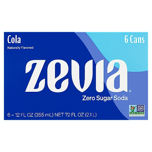 Zevia Cola Zero Sugar Soda, 355 ml, 6 count