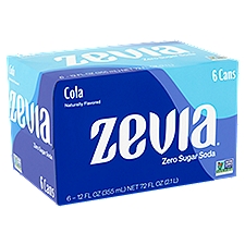 Zevia Zero Calorie Cola Soda, 12 fl oz, 6 count