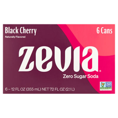 Zevia Black Cherry Zero Sugar Soda, 12 fl oz, 6 count - ShopRite