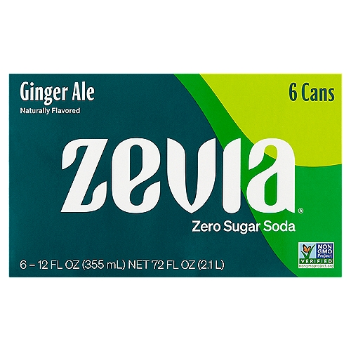 Zevia Ginger Ale Zero Sugar Soda, 355 ml, 6 count