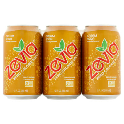 Zevia Zero Calorie Cream Soda, 12 fl oz, 6 count