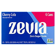 Zevia Cherry Cola Zero Sugar Soda, 12 fl oz, 6 count