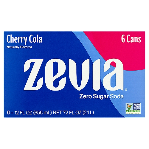 Zevia Cherry Cola Zero Sugar Soda, 12 fl oz, 6 count