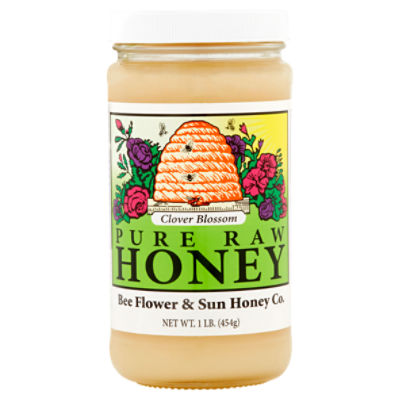 Bee Flower & Sun Honey Co. Clover Blossom Pure Raw Honey, 1 lb, 1 Pound