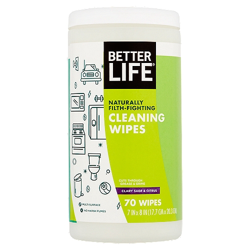 Better Life Clary Sage & Citrus Cleaning Wipes, 70 count
