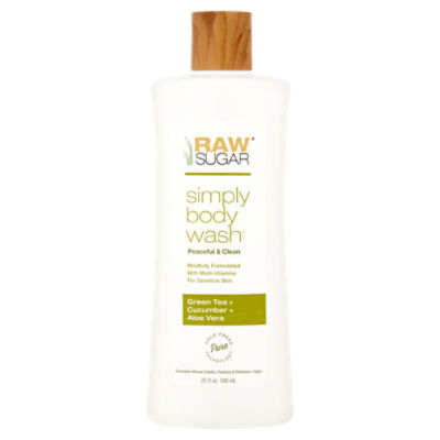 Raw Sugar Green Tea + Cucumber + Aloe Vera Simply Body Wash, 25 fl oz, 25 Fluid ounce