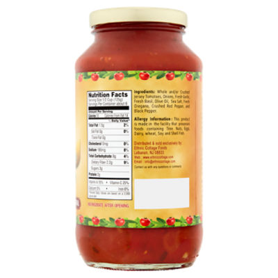 Ethnic Cottage Tomato Basil Jersey Tomato Sauce 25 oz The Fresh