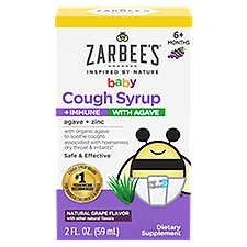 Zarbee's Naturals Baby Cough Syrup + Immune with Agave Dietary Supplement, 2 fl oz