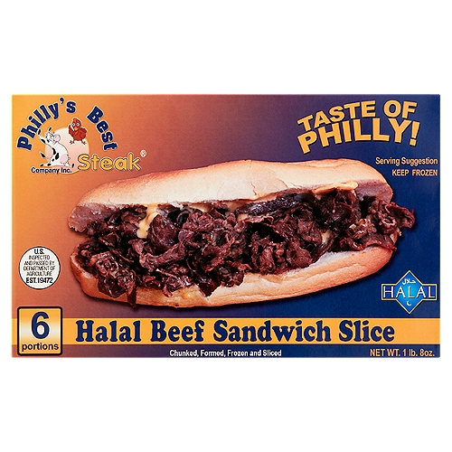 Philly's Best Steak Halal Beef Sandwich Slice, 1 lb 8 oz