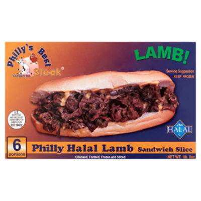 Philly's Best Steak Philly Halal Lamb Sandwich Slice, 6 count, 1 lb 8 oz, 24 Ounce