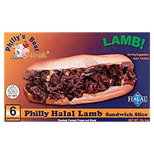 Philly's Best Steak Philly Halal Lamb Sandwich Slice, 6 count, 1 lb 8 oz, 24 Ounce