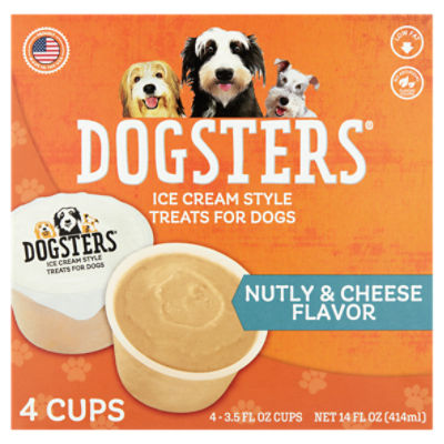 Dogsters Nutly & Cheese Flavor Ice Cream Style Treats for Dogs, 3.5 fl oz, 4 count