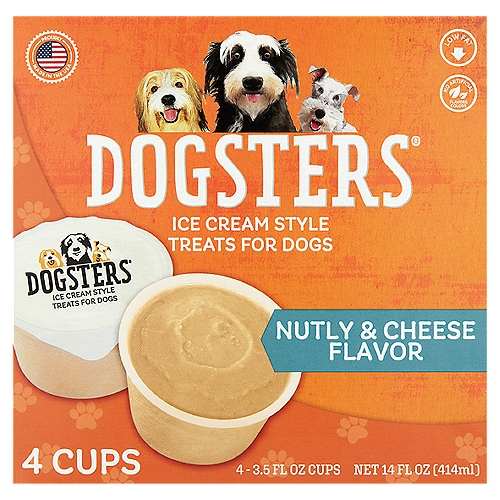 Dogsters Nutly & Cheese Flavor Ice Cream Style Treats for Dogs, 3.5 fl oz, 4 count