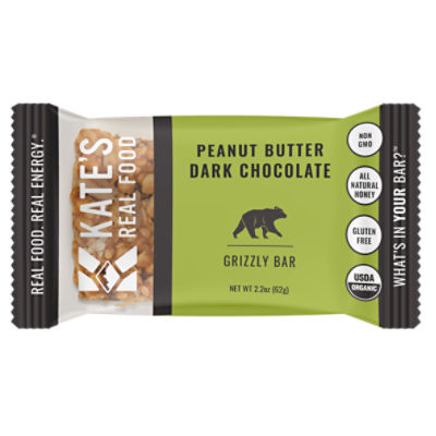 Kate's Real Food Peanut Butter Dark Chocolate Grizzly Bar, 2.2 oz