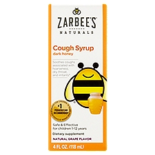 Zarbee's Naturals Children's Cough Syrup with Dark Honey, Grape, 4 Fluid ounce