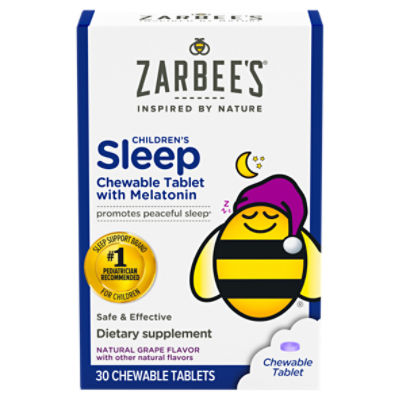 Zarbee's Children's Sleep Chewable Tablet with Melatonin Dietary Supplement, 30 count