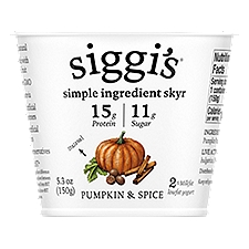 Siggi's Pumpkin & Spice 2% Milkfat, Lowfat Yogurt, 5.3 Ounce