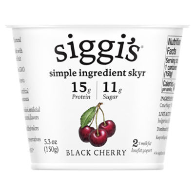 Siggi's Black Cherry 2% Milkfat Lowfat Yogurt, 5.3 oz