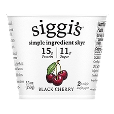 Siggi's Black Cherry 2% Milkfat Lowfat Yogurt, 5.3 oz, 5.3 Ounce