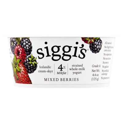 Siggi's Mixed Berries Strained WholeMilk Yogurt, 4.4 oz