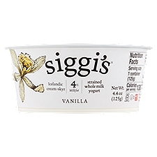 Siggi's Vanilla,  Strained Whole Milk Yogurt, 4.4 Ounce