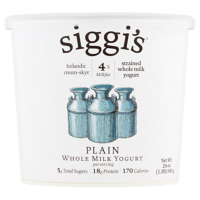Siggi's Plain Strained Whole Milk Yogurt, 24 oz Gourmet
