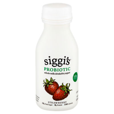 Siggis Probiotic Strawberry Whole Milk Drinkable Yogurt 8 Fl Oz