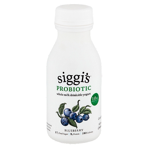 Siggi's Probiotic Blueberry Whole Milk Drinkable Yogurt, 8 fl oz
