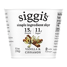 Siggi's Vanilla & Cinnamon, Lowfat Yogurt, 5.3 Ounce