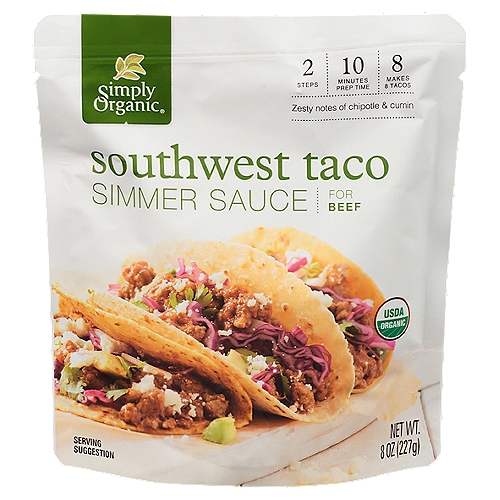 Simply Organic Southwest Taco Simmer Sauce for Beef, 8 oz