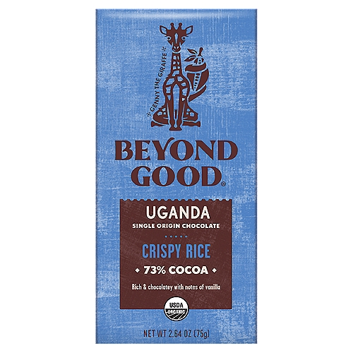Beyond Good Uganda Crispy Rice Single Origin Chocolate, 2.64 oz
Can You Find the Flavor?
1. Place some chocolate in your mouth.
2. Slow down! You're not eating a bag of chips.
3. Take a few bites. Let it melt.
5. Notice any interesting flavors?
Hint: Uganda chocolate is rich & chocolatey with notes of vanilla.