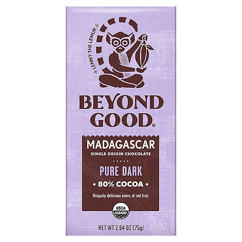 Beyond Good Madagascar Pure Dark Single Origin Chocolate, 2.64 oz
Can You Find the Flavor?
1. Place some chocolate in your mouth.
2. Slow down! You're not eating a bag of chips.
3. Take a few bites. Let it melt.
4. Search your back teeth for flavor.
5. Notice any interesting flavors?
Hint: Madagascar chocolate has a variety of fruit notes.