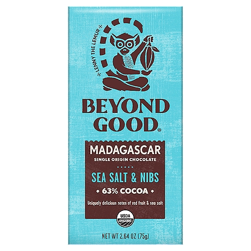 Beyond Good Madagascar Sea Salt & Nibs Single Origin Chocolate, 2.64 oz
Can You Find the Flavor?
1. Place some chocolate in your mouth.
2. Slow down! You're not eating a bag of chips.
3. Take a few bites. Let it melt.
4. Search your back teeth for flavor.
5. Notice any interesting flavors?
Hint: Madagascar chocolate has a variety of fruit notes.