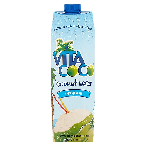 Vita Coco Original Coconut Water, 33.8 fl oz
Your feel- good fuel for:
Smoothie time, an afternoon boost, post-workout

Feel that?
That's your body craving the electrolytes and nutrients inside every pack of Vita Coco. We're talking potassium, magnesium, calcium, sodium, & Vitamin C. No fine print here.
